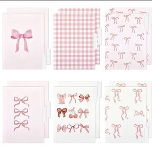 12 Pcs Coquette Pink Bow File Folders